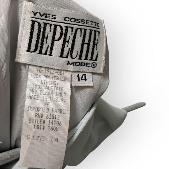 VTG YVES COSSETTE DEPECHE MODE Blue Sleeveless Sheath Mini Dress Mandarin Collar - Picture 9 of 9